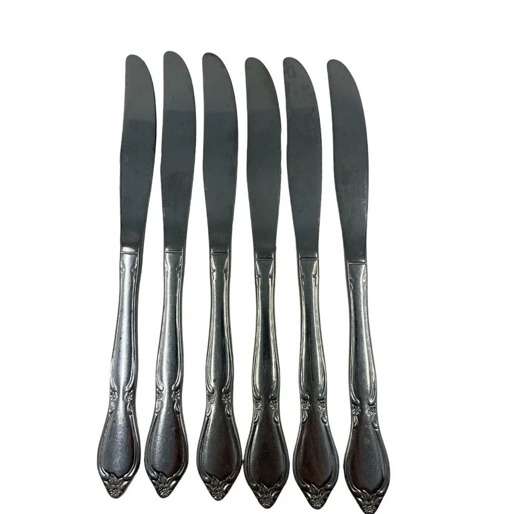 Oneida Community Chatelaine Stainless Flatware Dinner Knife Lot Of 6‎ Solid Hand
